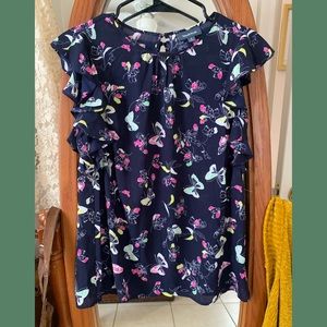 Dark Blue Shirt with Butterfly Sleeves